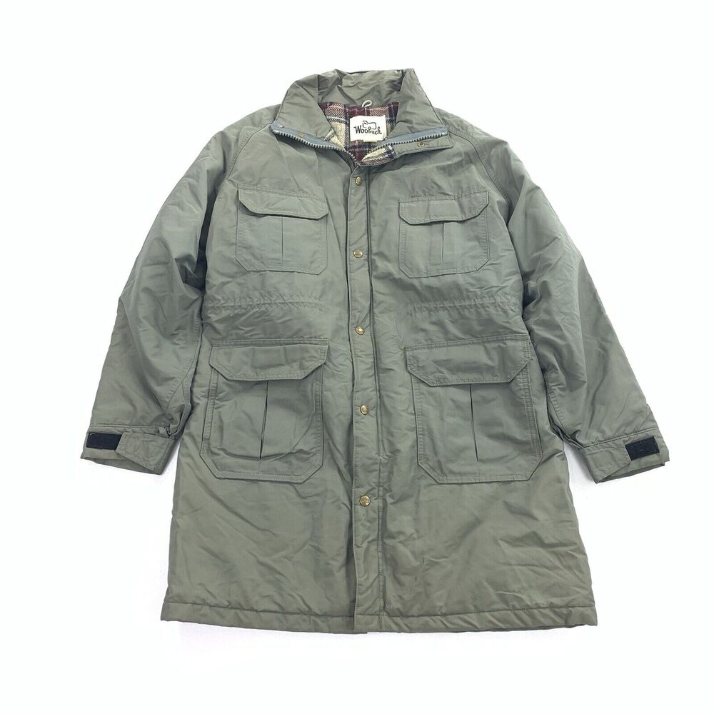 Vintage 1960s Woolrich Wool Lined Parka Coat Size L-XL Adult Unisex Green Jacket